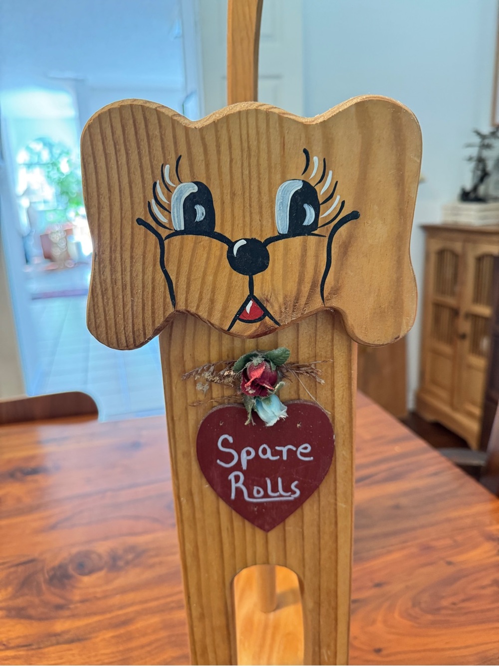 Vintage Rare Wooden Dog Toilet Paper Roll Holder "Spare Rolls" - Picture 7 of 11